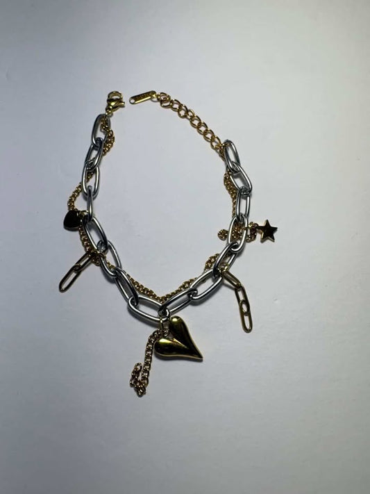 Heart Chain Bracelet Two-Tone